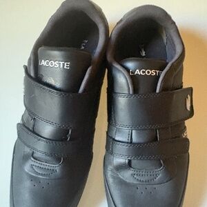 Lacoste Black Misano Leather Sneakers with Velcro Straps Size US 13 USED